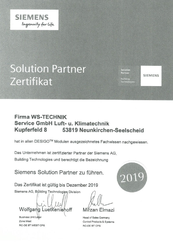 Siemens Zertifikat 2019