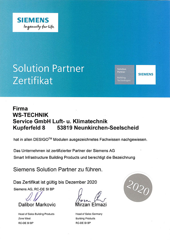 Siemens Zertifikat 2020
